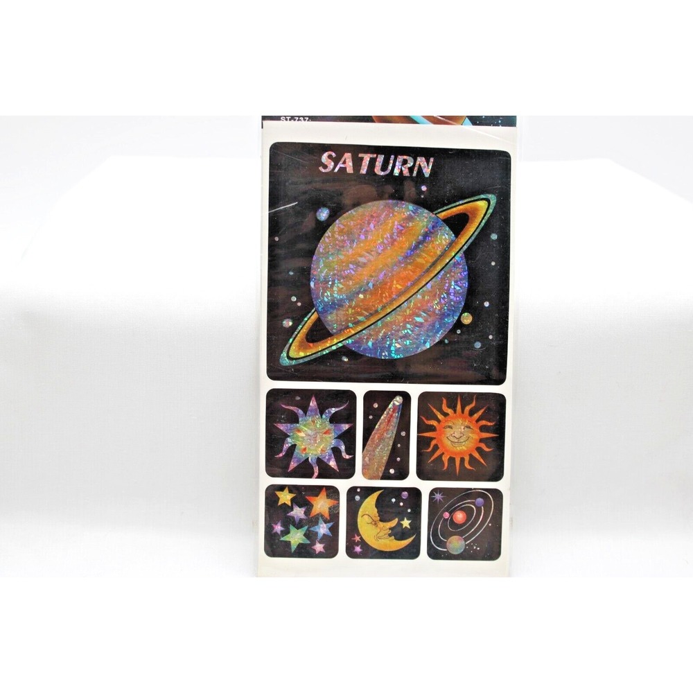 1994 Vintage Planet Laser Stickers ST-737 Adorn Gift NOS Saturn Celestial Moon - Picture 3 of 5